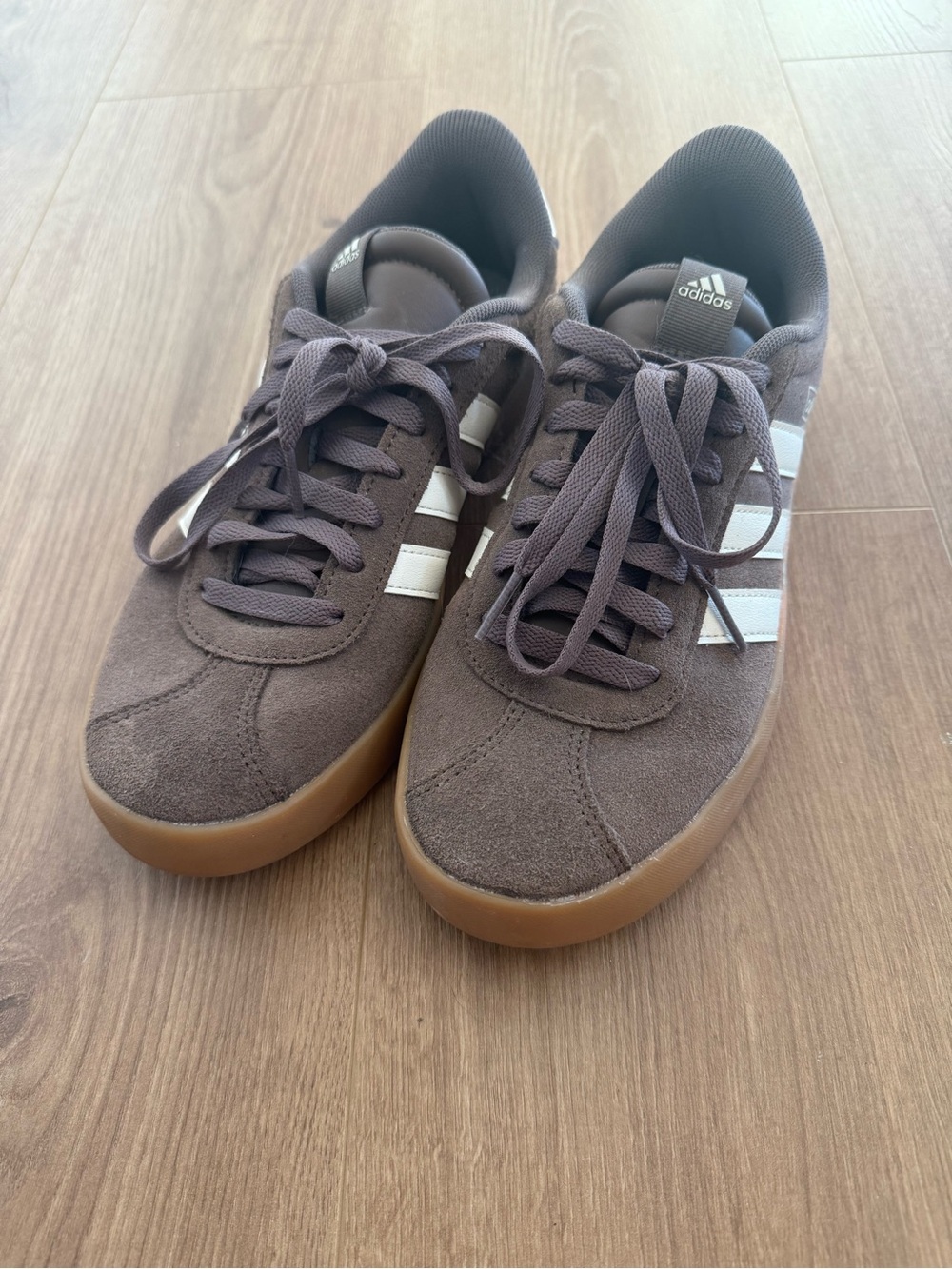 adidas Suede Low-Top Sneakers in Brown with White Stripes